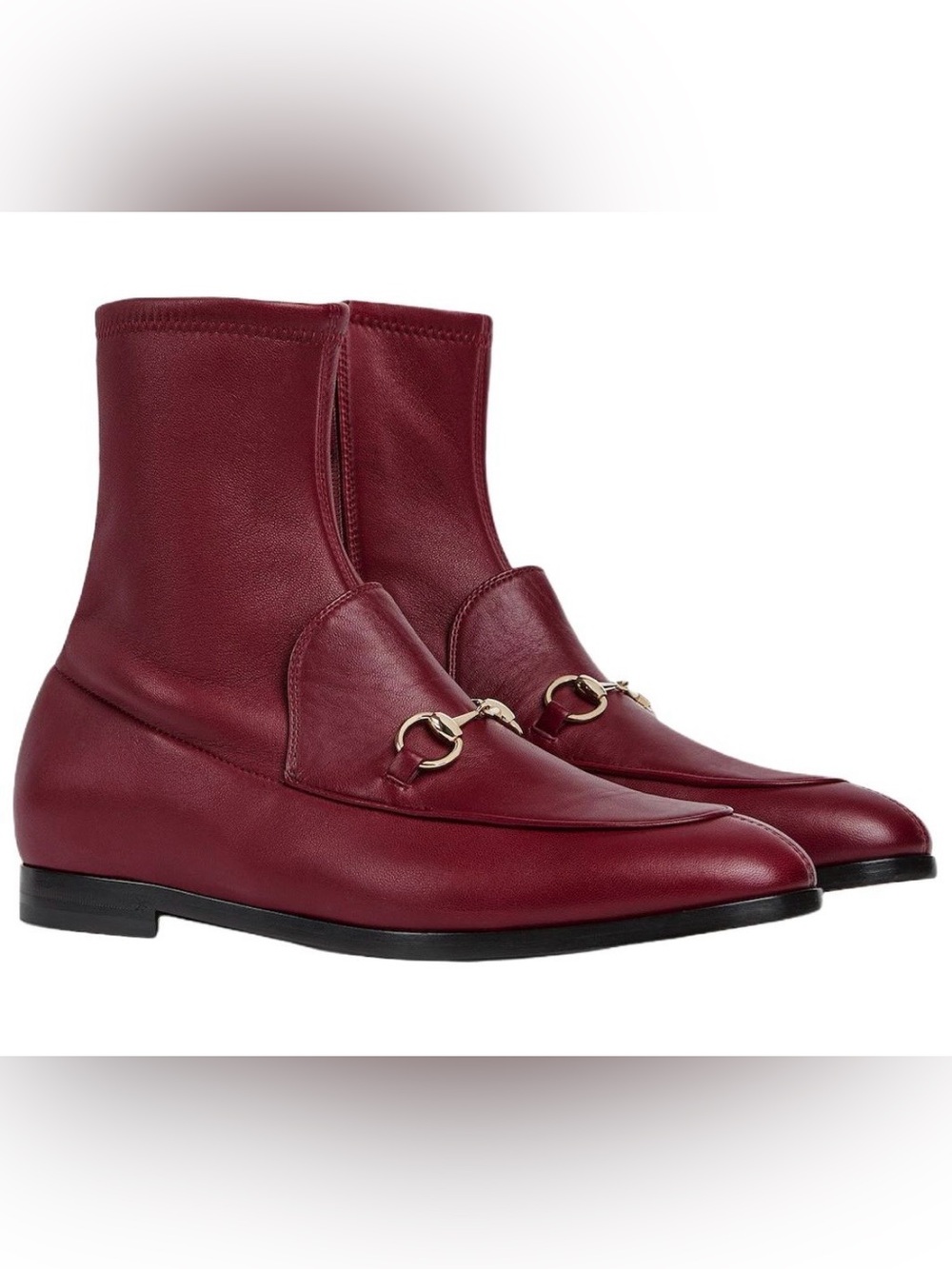 GUCCI Jordaan Soho Nappa Leather Ankle Boots Women's Red Rosso Ancora 831013